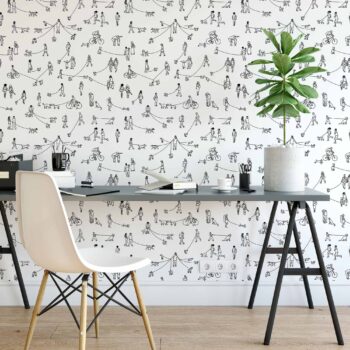 8 = sq. ft. - Black and White Dog Peel and Stick Removable Wallpaper