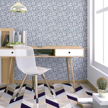 8 + sq. ft. - Blue Motif Peel and Stick Removable Wallpaper