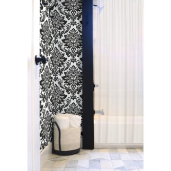 30.75 sq. ft. - NextWall Black Damask Peel and Stick Removable Wallpaper