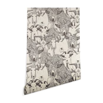8 + sq. ft. - Sharon Turner Just Goats Beige and Grey Peel-and-Stick Wallpaper